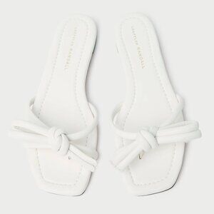 NEW Loeffler Randall size 8.5 Hadley White Leather Bow Sandal